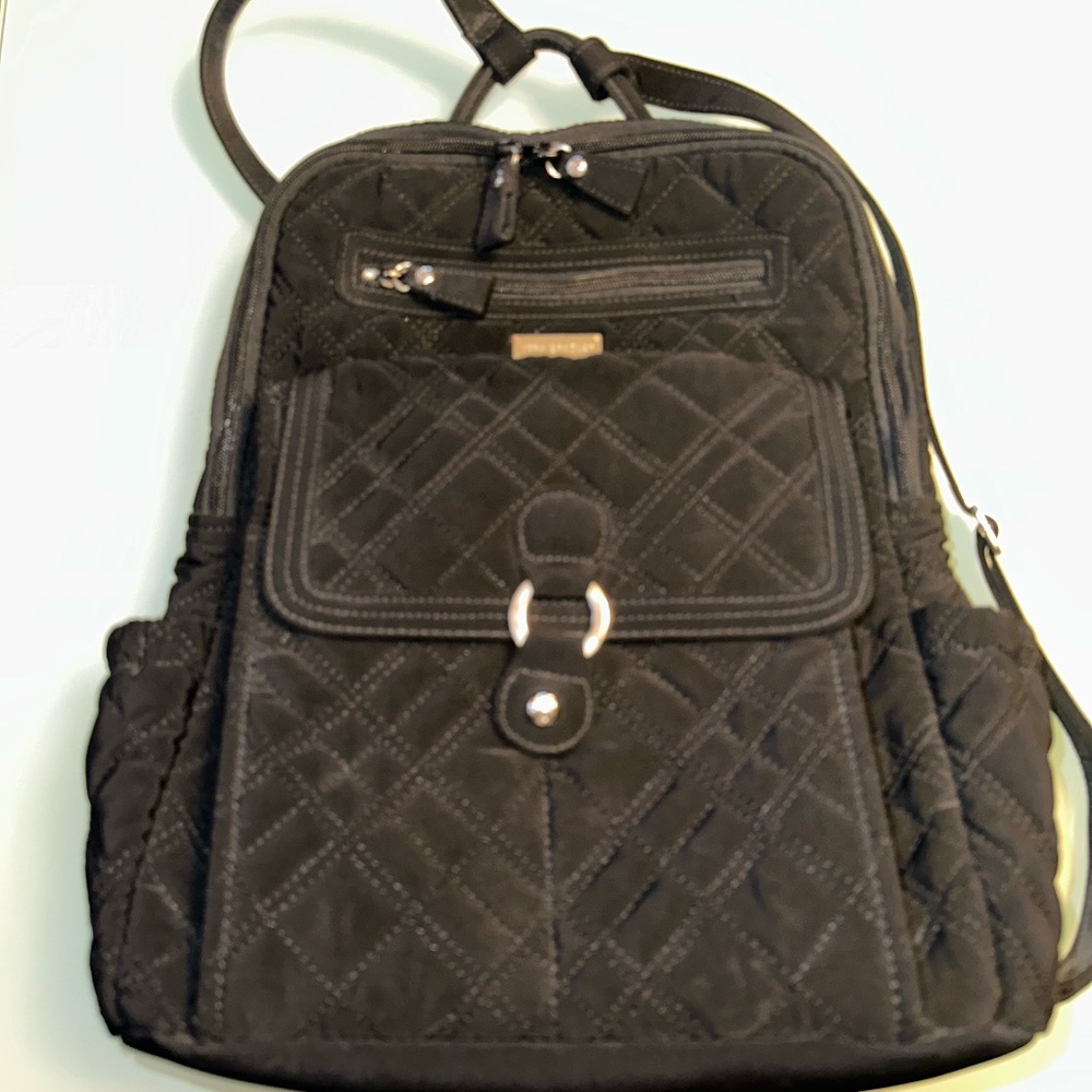 Vera Bradley Black Quilted Backpack | Retired Zebra Interior | EUC